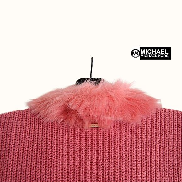 MICHAEL KORS NEW Soft Girl DUSTY ROSE Faux Fur Front/Knit Back Vest L - Picture 7 of 12